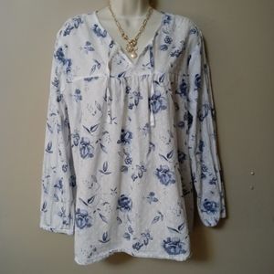 Babydoll tunic style dotted cotton floral. XL so pretty